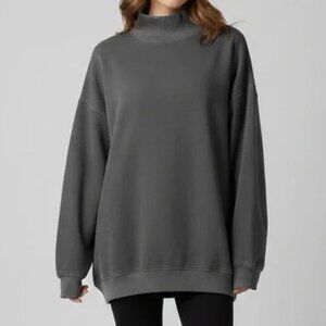 AERIE Offline Mockneck Tunic Sweatshirt Cloud Fleece Oversized kangaroo Pocket